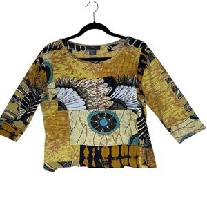 Vintage Y2K Alexandria Pierce Beaded/Sequined 3/4 Slv T Shirt Sz M Art to Wear